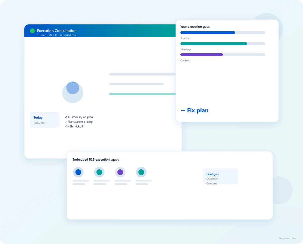 B2B execution consultation — squad planning, pipeline gaps, and 48-hour kickoff